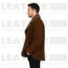 Furlong Brown Suede Leather Coat – Luxury Fur Collar Winter Coat for Men