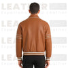 Cooper Retro Tan Leather Bomber Varsity Jacket