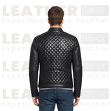 Men's Quilted PU Leather Jacket – Slim Fit Biker Style Zip Up Outerwear