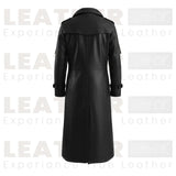 Men’s Black Hooded Leather Trench Coat – Long Gothic Style Leather Coat