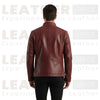 Alex Burgundy Stand Collar Leather Moto Jacket