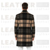Men's Classic Plaid Wool Blend Notched Collar Overcoat