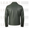 Columbus Green Button-Front Leather Jacket