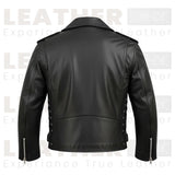 Black Premium Moto Biker Leather Jacket with Side Lace Detailing