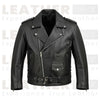 Black Premium Moto Biker Leather Jacket with Side Lace Detailing