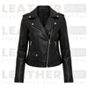 Women’s Faux Leather Biker Jacket – Classic Black Zip-Up Moto Style