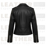 Veste de motard en similicuir pour femme – Style moto classique zippé noir