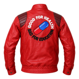 Akira Kaneda Jacket – Men's Red Leather Biker Jacket with Capsule Back, Burgundy Quilted Shoulders and Gold-Tone Clasps, Anime Cosplay Costume