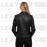 Veste de motard en similicuir pour femme – Style moto classique zippé noir