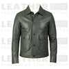 Columbus Green Button-Front Leather Jacket