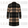 Men's Classic Plaid Wool Blend Notched Collar Overcoat