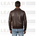 Men’s Heritage Brown Leather Bomber Jacket – Classic Aviator Style Leather Flight Jacket