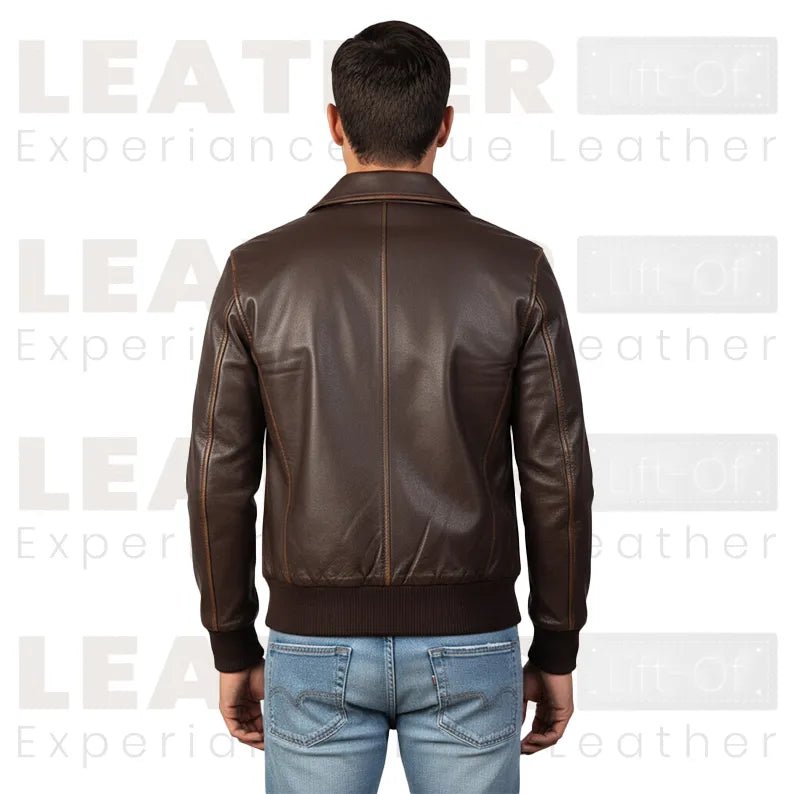 Men’s Heritage Brown Leather Bomber Jacket – Classic Aviator Style Leather Flight Jacket