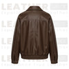 Women’s Oversized Faux Leather Bomber Jacket – Brown Zip-Up Coat