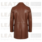 Men's Brown Leather Coat, Double Breasted Leather Overcoat, Vintage Leather Trench Coat, Genuine Leather Winter Coat, Classic Long Leather Jacket for Men, Gift for Him