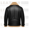 Men's Black Shearling Collar Leather Jacket – Winter B3 Bomber