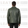 Columbus Green Button-Front Leather Jacket