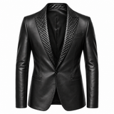 Men’s Quilted Lapel Leather Blazer | Luxury Tailored Dinner Jacket