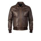 Men’s Heritage Brown Leather Bomber Jacket – Classic Aviator Style Leather Flight Jacket