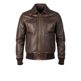 Men’s Heritage Brown Leather Bomber Jacket – Classic Aviator Style Leather Flight Jacket
