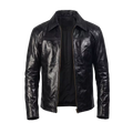 Men's Black Leather Jacket – Classic Genuine Leather Zip-Up Casual Biker Jacket|