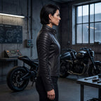 Schwarze Lederjacke für Herren im Superhelden-Stil - Motorrad Bikerjacke