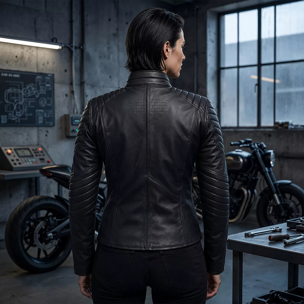Schwarze Lederjacke für Herren im Superhelden-Stil - Motorrad Bikerjacke