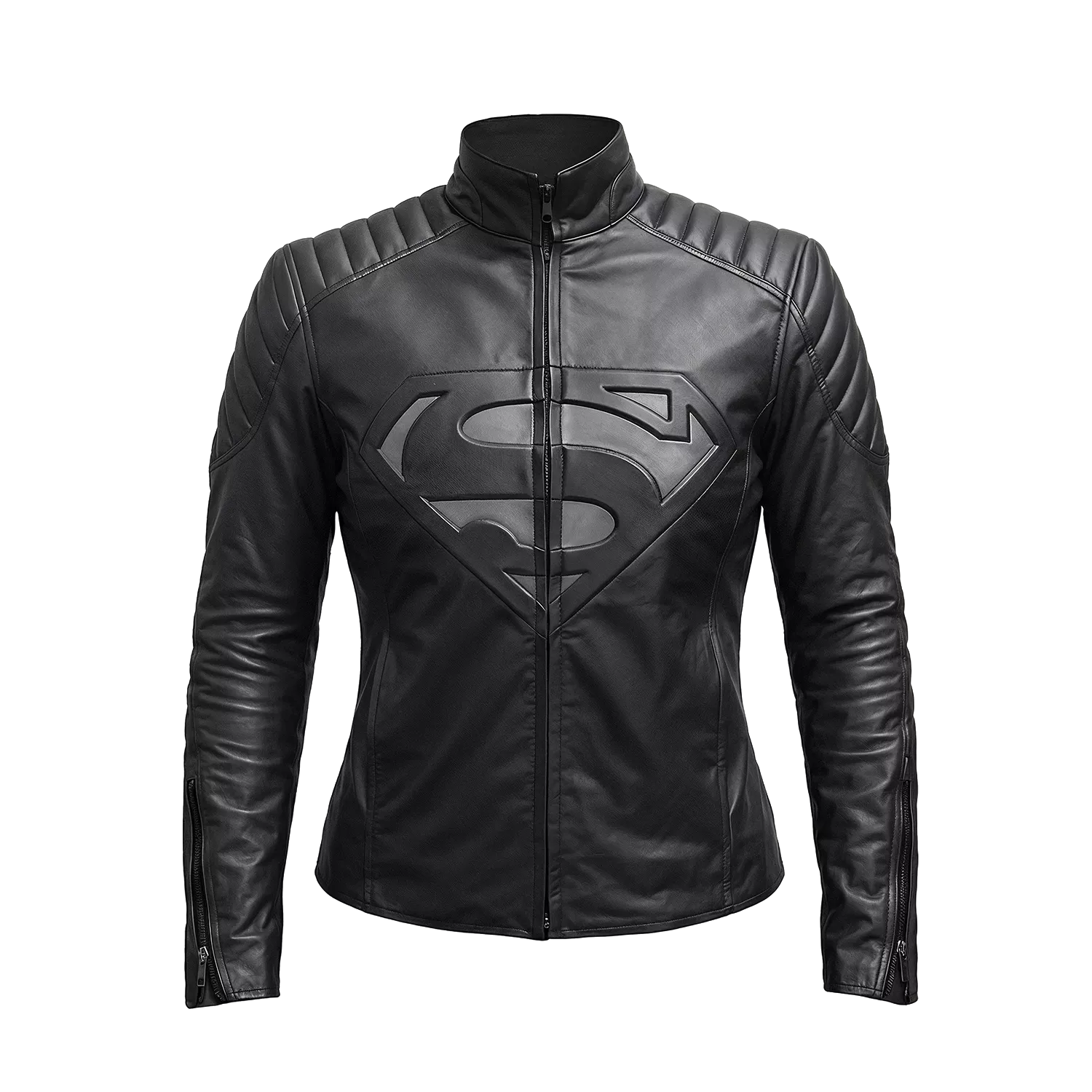 Black Superhero Leather Jacket for Women | Motorcycle Biker Jacket