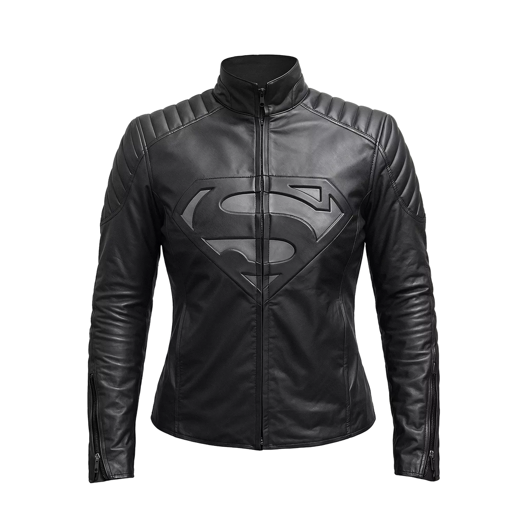 Schwarze Lederjacke für Herren im Superhelden-Stil - Motorrad Bikerjacke