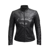 Black Superhero Leather Jacket for Women | Motorcycle Biker Jacket
