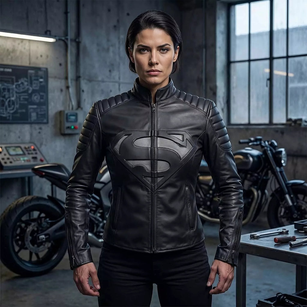 Schwarze Lederjacke für Herren im Superhelden-Stil - Motorrad Bikerjacke
