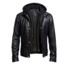 Black Hooded Leather Jacket