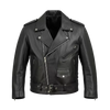 Black Premium Moto Biker Leather Jacket with Side Lace Detailing