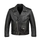 Black Premium Moto Biker Leather Jacket with Side Lace Detailing