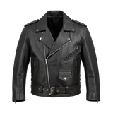 Black Premium Moto Biker Leather Jacket with Side Lace Detailing