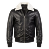 Black & White Leather Bomber Jacket