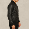 Men’s Black Lambskin Leather Bomber Jacket