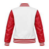 Women's Santa Claus Embroidered Red & White Christmas Varsity Jacket
