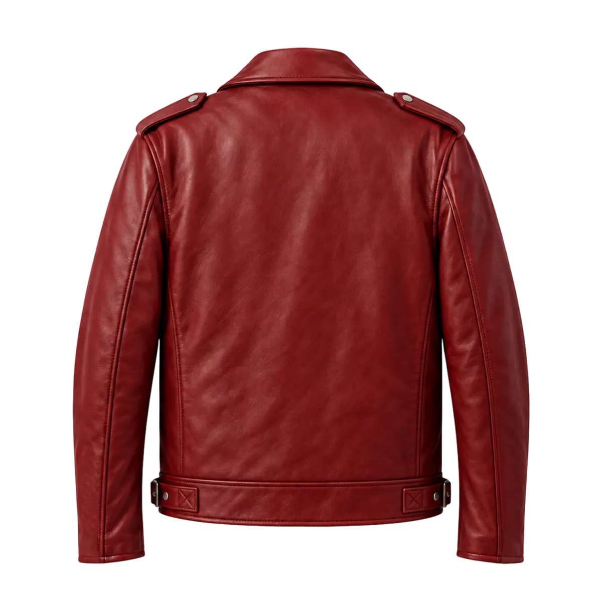 Men's Santa Claus Embroidered Red Leather Biker Jacket – Christmas Edition