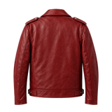 Men's Santa Claus Embroidered Red Leather Biker Jacket – Christmas Edition