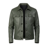 Columbus Green Button-Front Leather Jacket