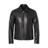 DKNY Black Classic Leather Laydown Collar Bomber Jacket