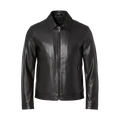 DKNY Black Classic Leather Laydown Collar Bomber Jacket