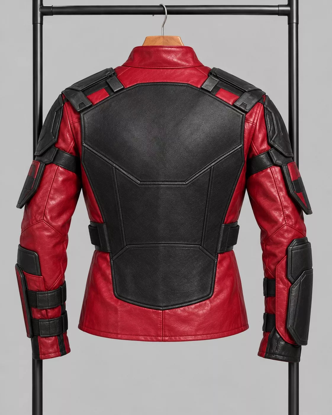 Deadshot Jacket Suicide Squad Style Red & Black Leather Tactical Biker Jacket