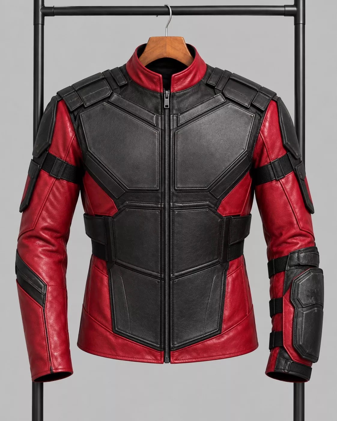 Deadshot Jacket Suicide Squad Style Red & Black Leather Tactical Biker Jacket