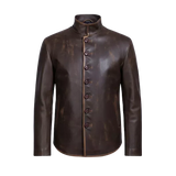 Drakeshire Vintage Brown Stand-Collar Leather Jacket