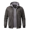 FLAVOR Brown Leather Motorcycle Jacket with Removable Hoodie