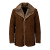 Furlong Brown Suede Leather Coat – Luxury Fur Collar Winter Coat for Men