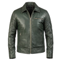 Men's Green Leather Jacket – Premium Genuine Leather Biker Jacket with Classic Vintage Style|