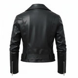 Damen Slim Fit Kunstleder Moto Bikerjacke mit Verstellbarem Gürtel und Reißverschluss-Detail